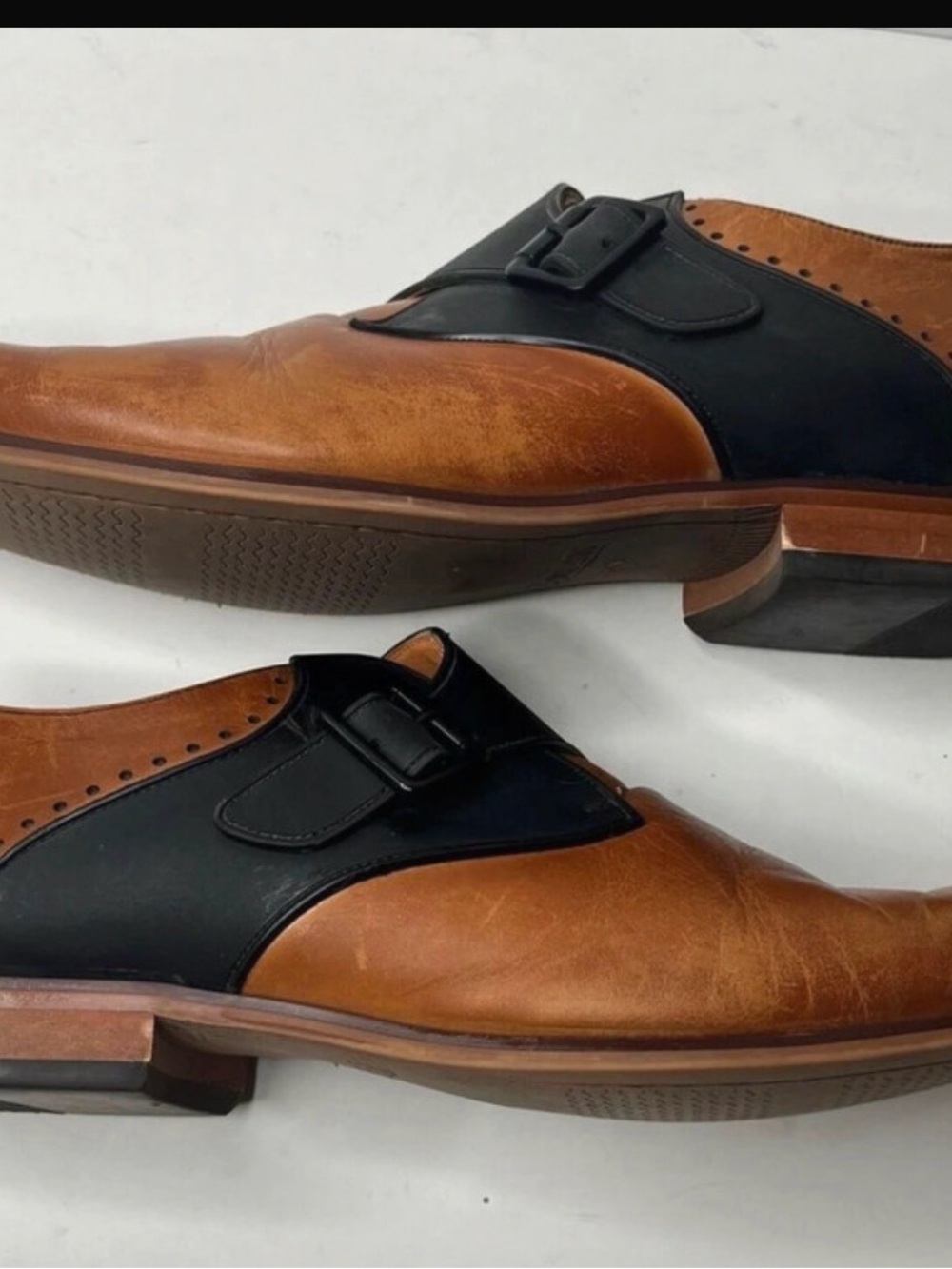 Stacy Adams Men’s Size 13 Brown Black Leather Monk Strap Dress Shoes